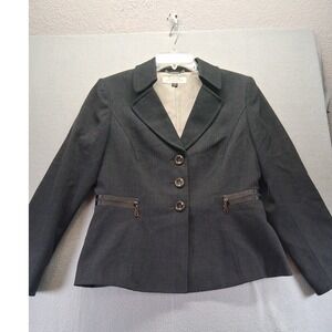 Tamari Sport Blazer Jacket Women Size 10P Black Button Up Pockets Lined Minimal